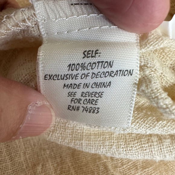 Boho Crochet Cotton Tank Top Pom Trim Ivory Off White Medium Cottage Festival - Picture 4 of 7